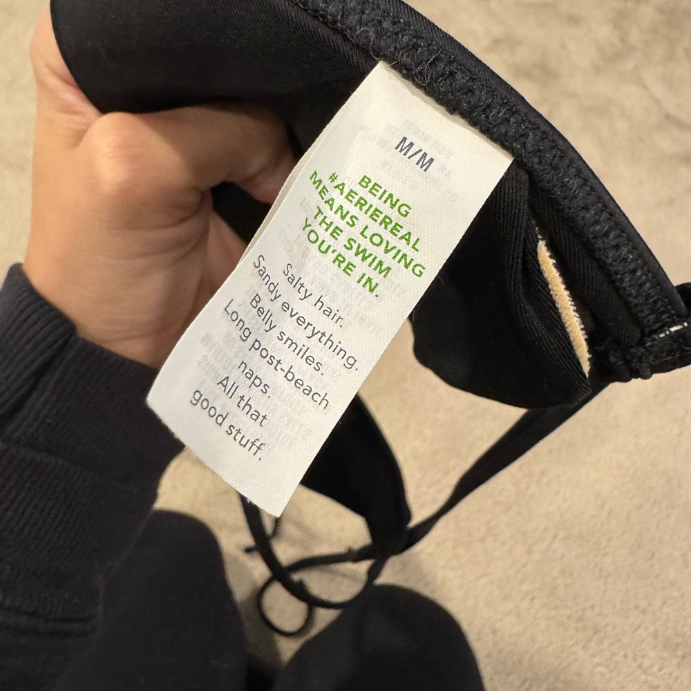 Aerie Black Triangle Bikini Top Swim Top - Picture 3 of 3